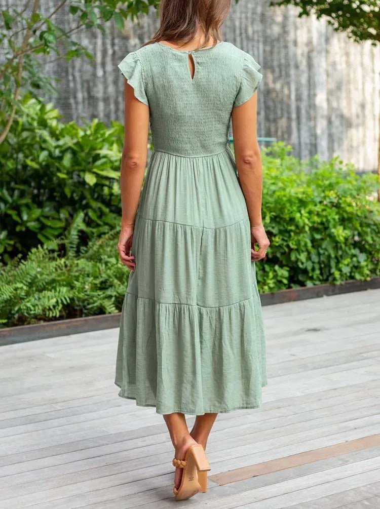 Marlene | Damen Midi-Kleid Stufenrock Bauchkontrolle