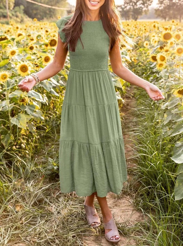 Marlene | Damen Midi-Kleid Stufenrock Bauchkontrolle