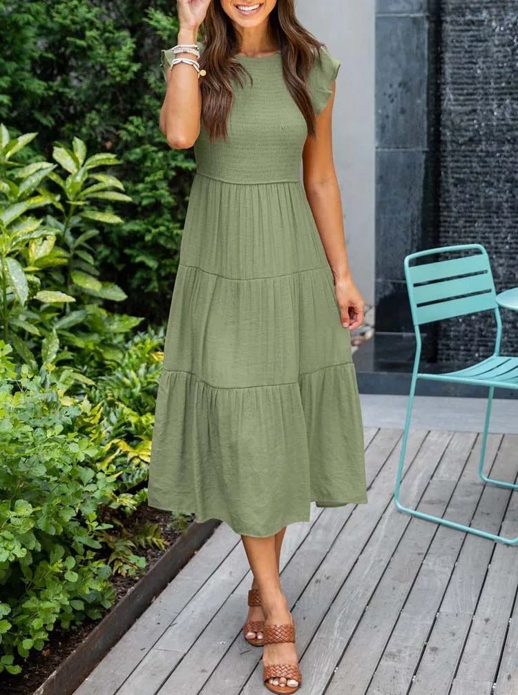 Marlene | Damen Midi-Kleid Stufenrock Bauchkontrolle