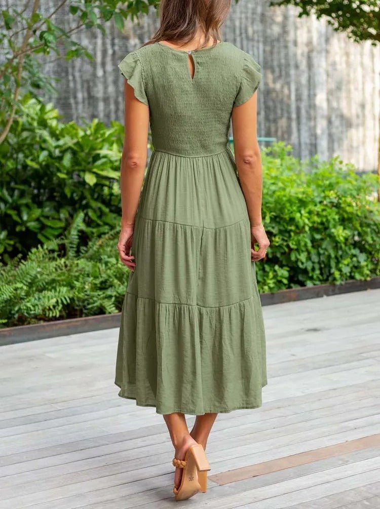 Marlene | Damen Midi-Kleid Stufenrock Bauchkontrolle