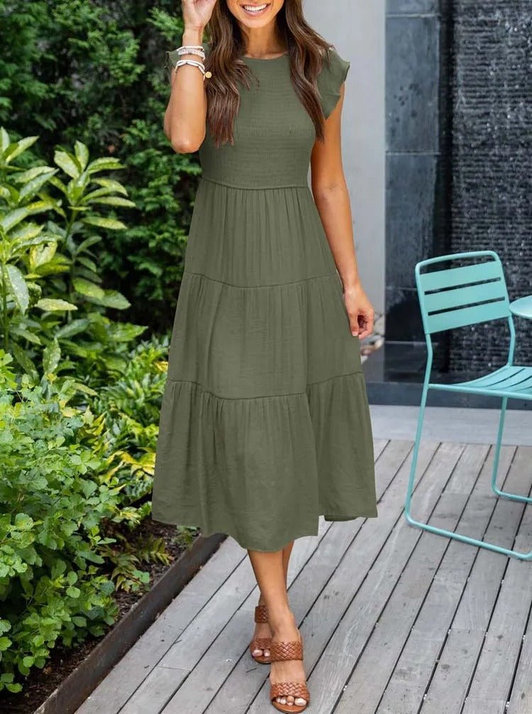 Marlene | Damen Midi-Kleid Stufenrock Bauchkontrolle