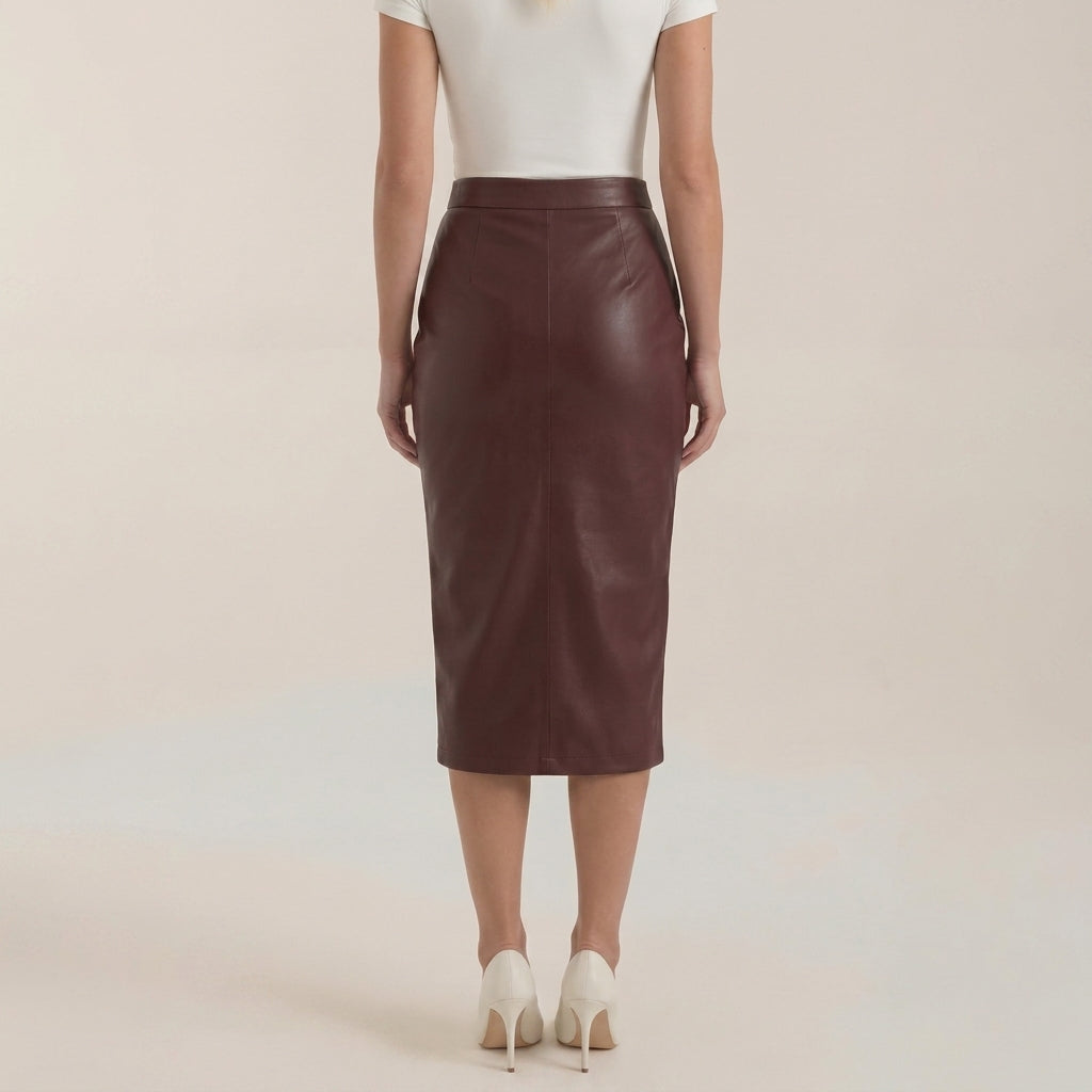 Damen Midi-Rock mit Raffung und vorderem Schlitz