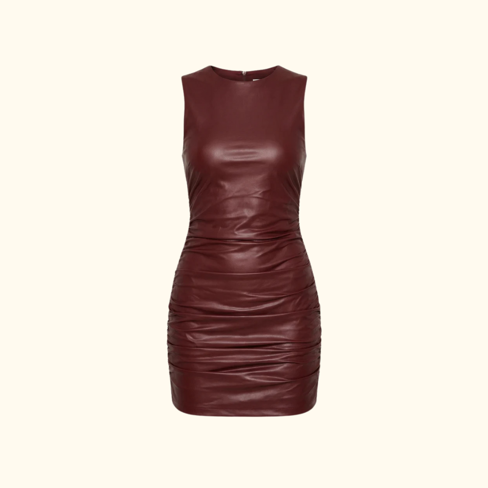 Damen-Minikleid mit Rundhalsausschnitt und Raffungen