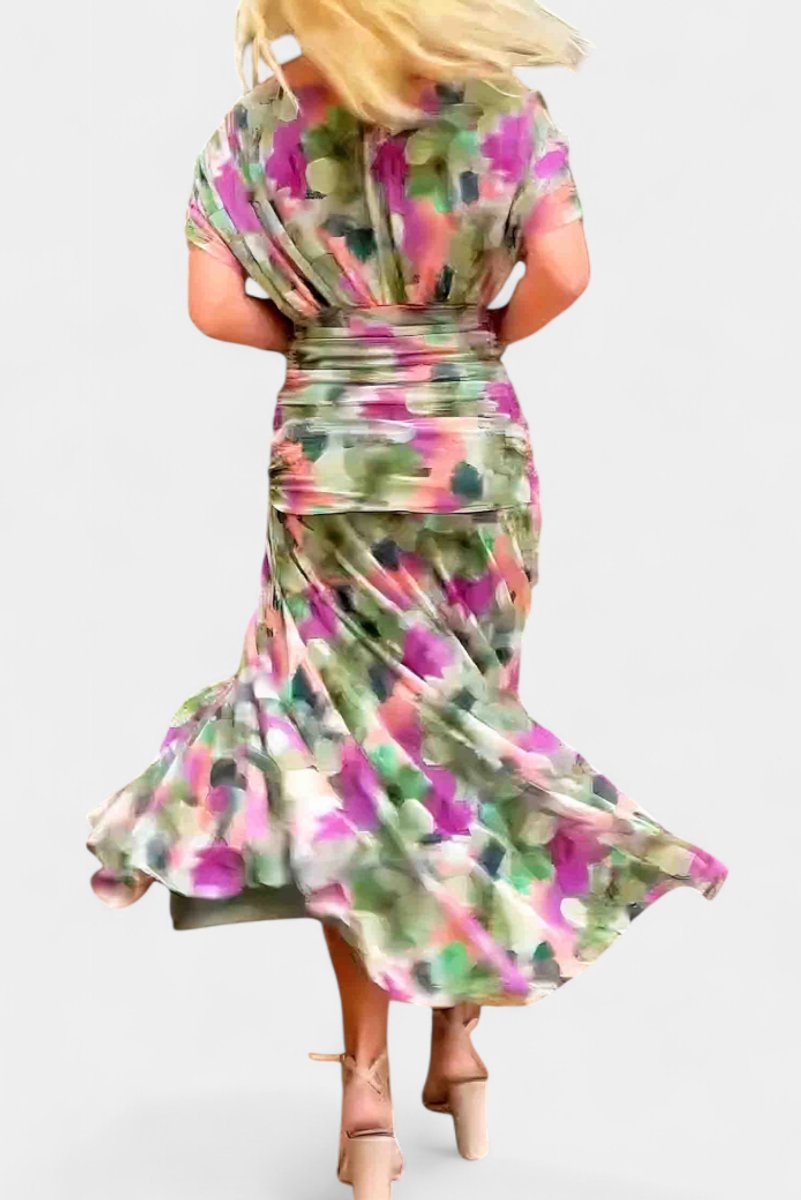 Amelie | Damen Off-Shoulder Cocktailparty-Kleid figurbetontes Chiffon Maxikleid