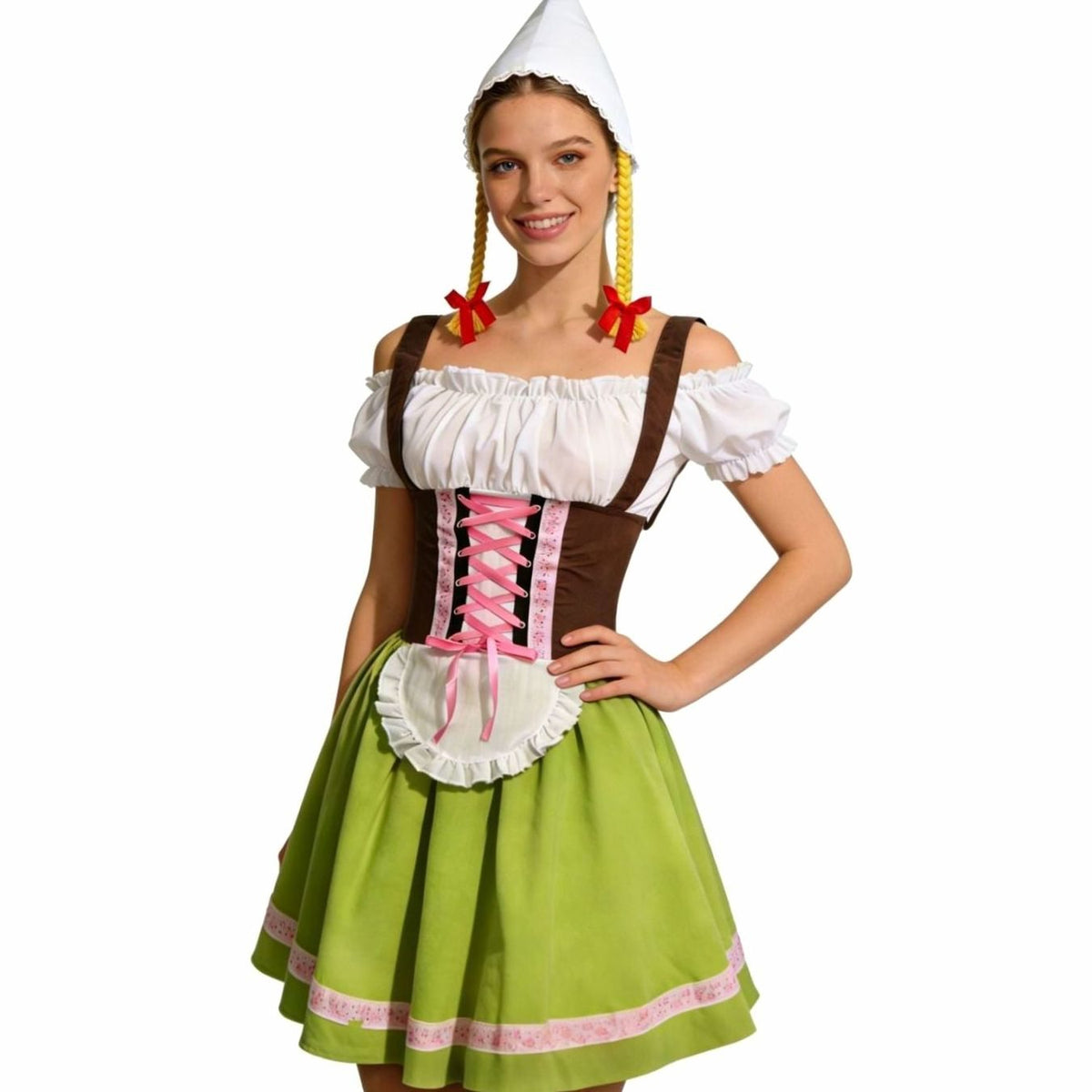 Mia | Damen Oktoberfest Dirndl Kleid Figurbetontes Trachtenkleid mit Schürze