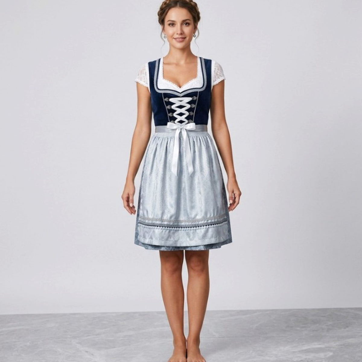 Clara | Damen Oktoberfest Dirndl Kleid Rüschenbluse Schürze Trachtenkleid