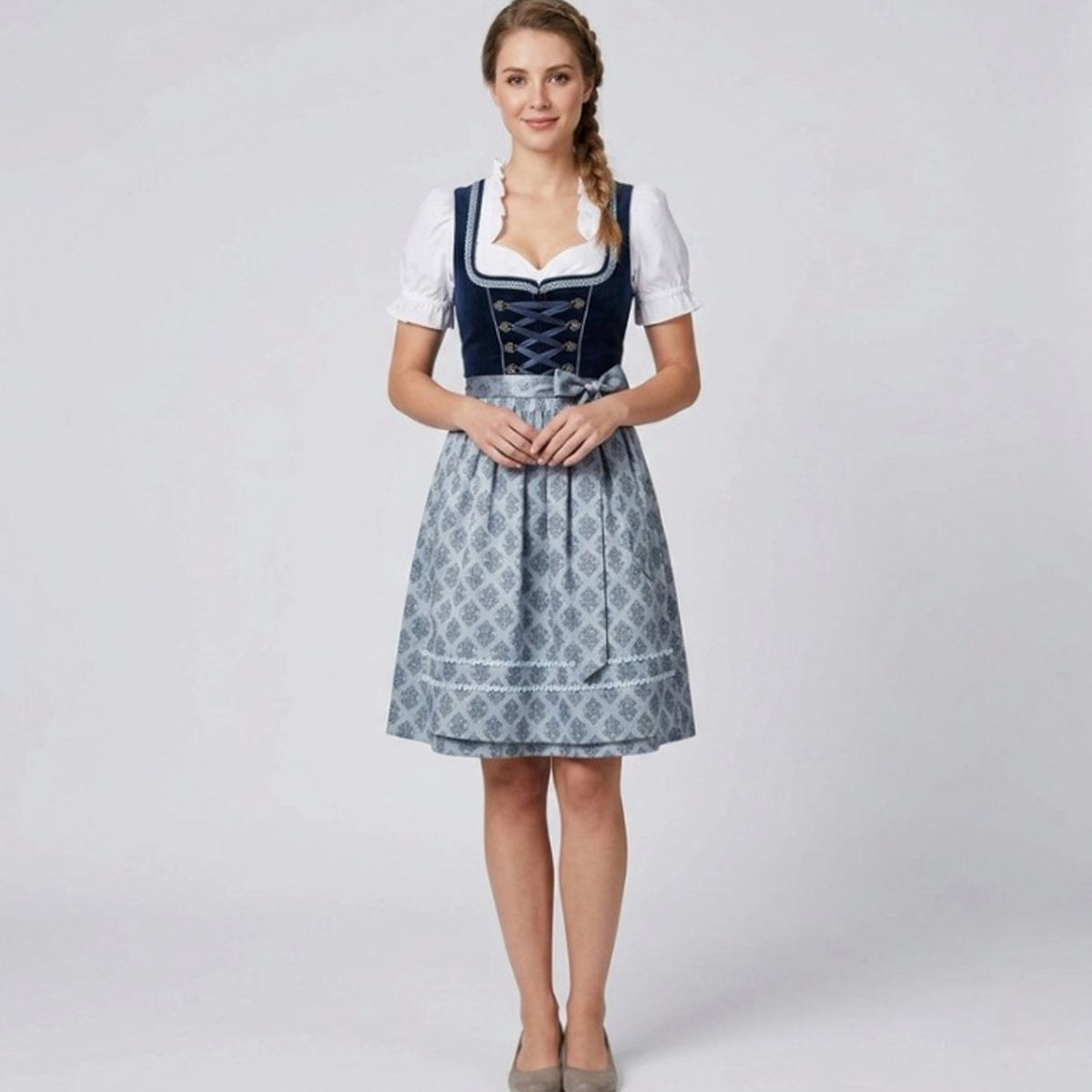 Clara | Damen Oktoberfest Dirndl Kleid Rüschenbluse Schürze Trachtenkleid