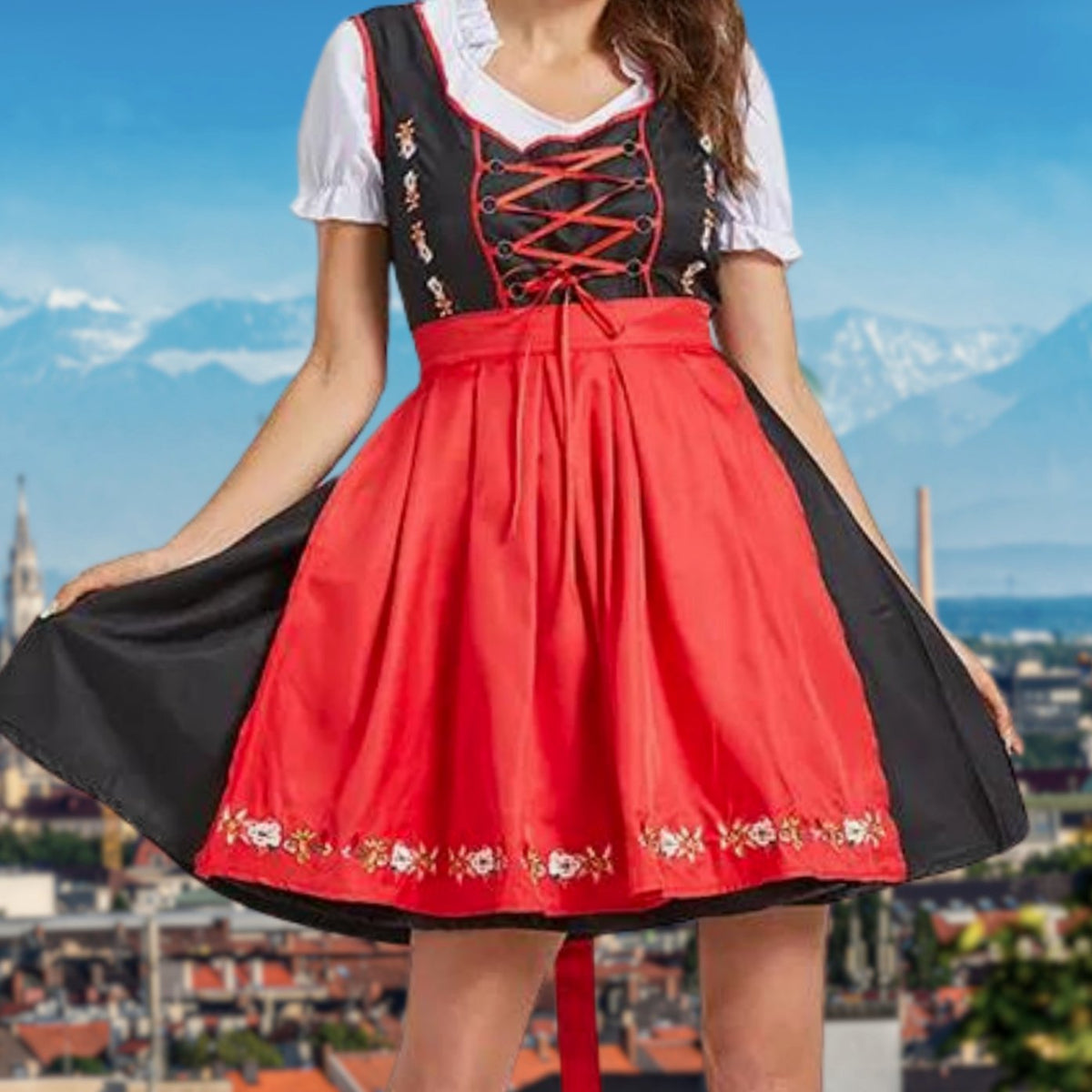 Hannah | Damen Oktoberfest Dirndlkleid Traditionelles Trachtenkleid mit Schürze