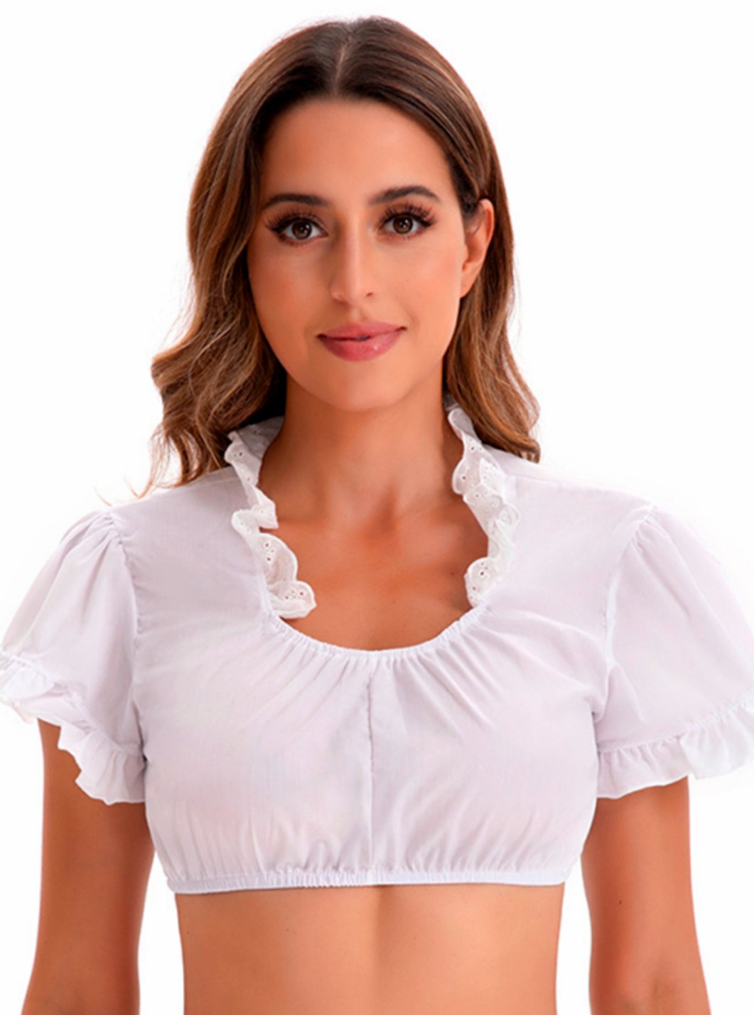 Luisa | Damen Oktoberfest Spitzen-Crop-Bluse mit V-Ausschnitt Tracht