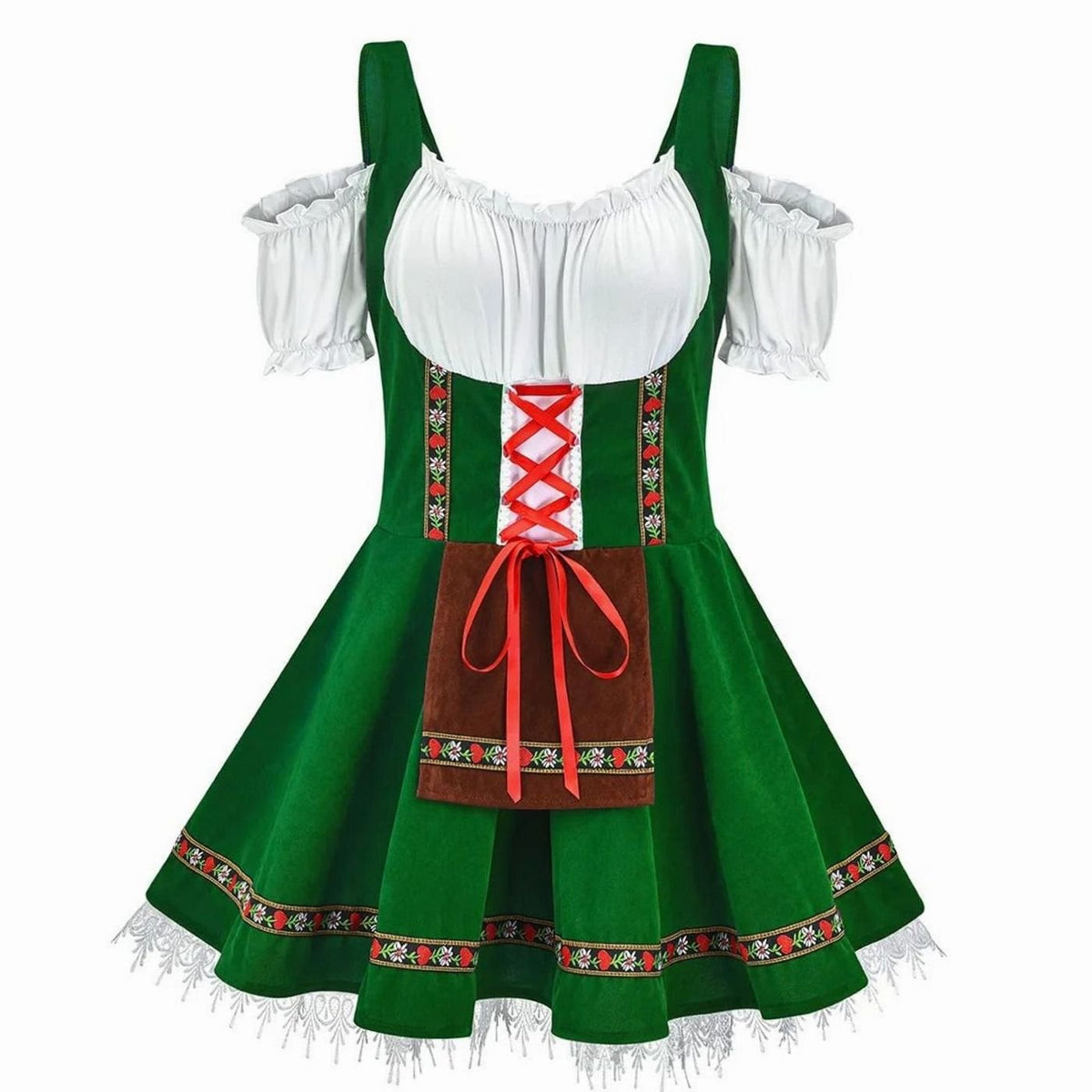 Annika | Damen Oktoberfest Trachtenkleid mit Schürze A-Linie Minikleid
