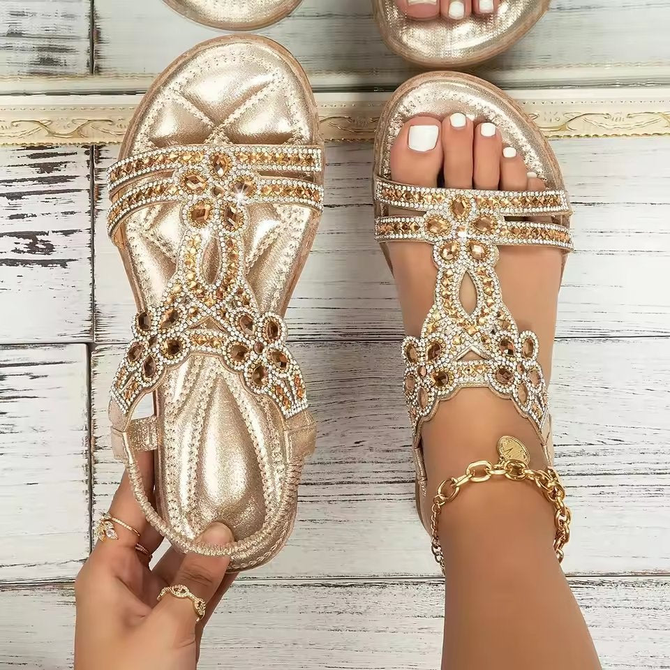 Leonie | Damen Orthopädische Boho Strass Sommersandalen