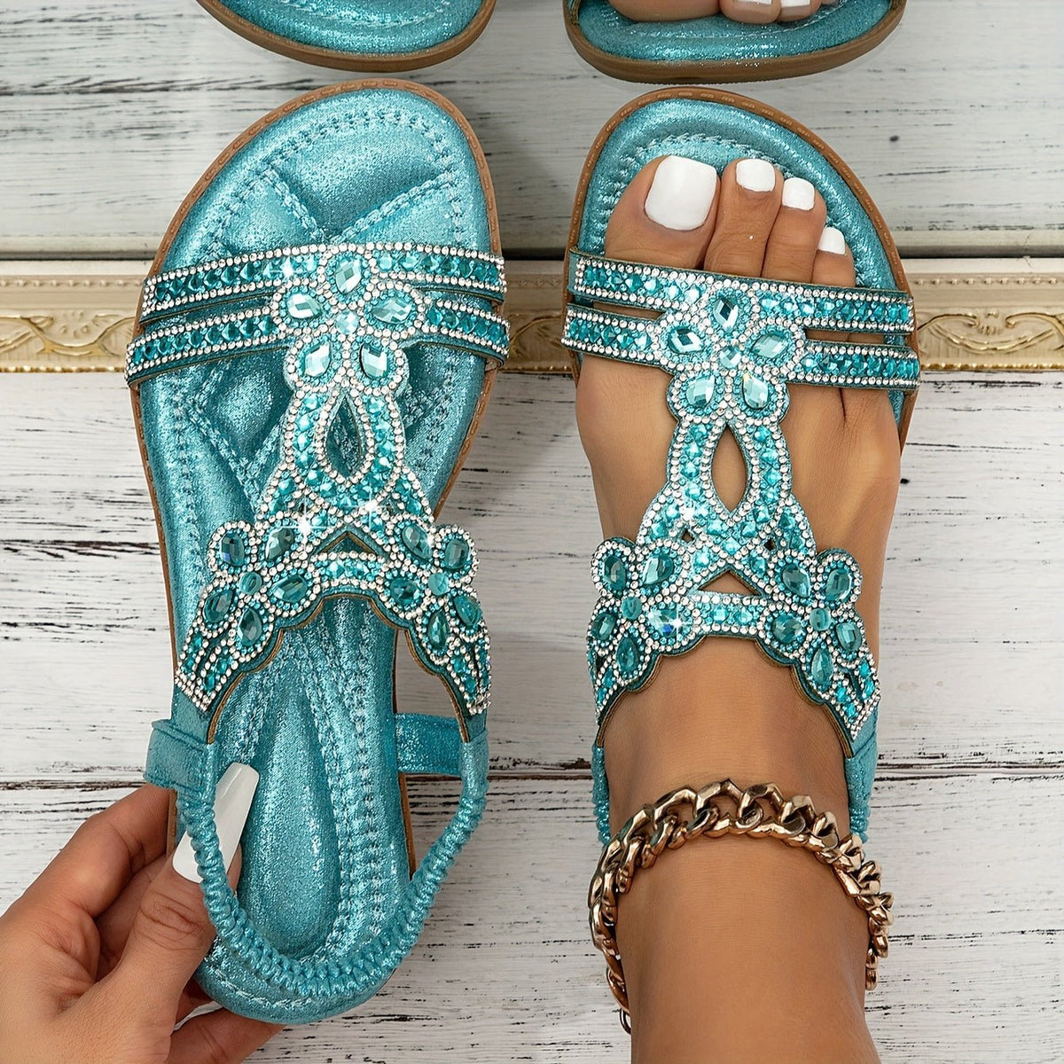 Leonie | Damen Orthopädische Boho Strass Sommersandalen