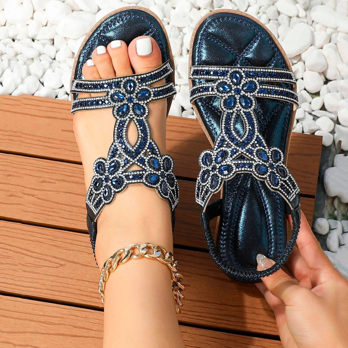 Leonie | Damen Orthopädische Boho Strass Sommersandalen