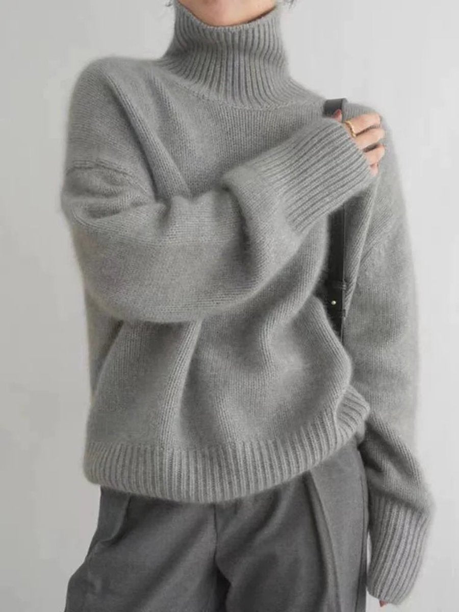 Lena | Damen Oversize Rollkragen Knit Sweater aus weichem Kaschmirstrick