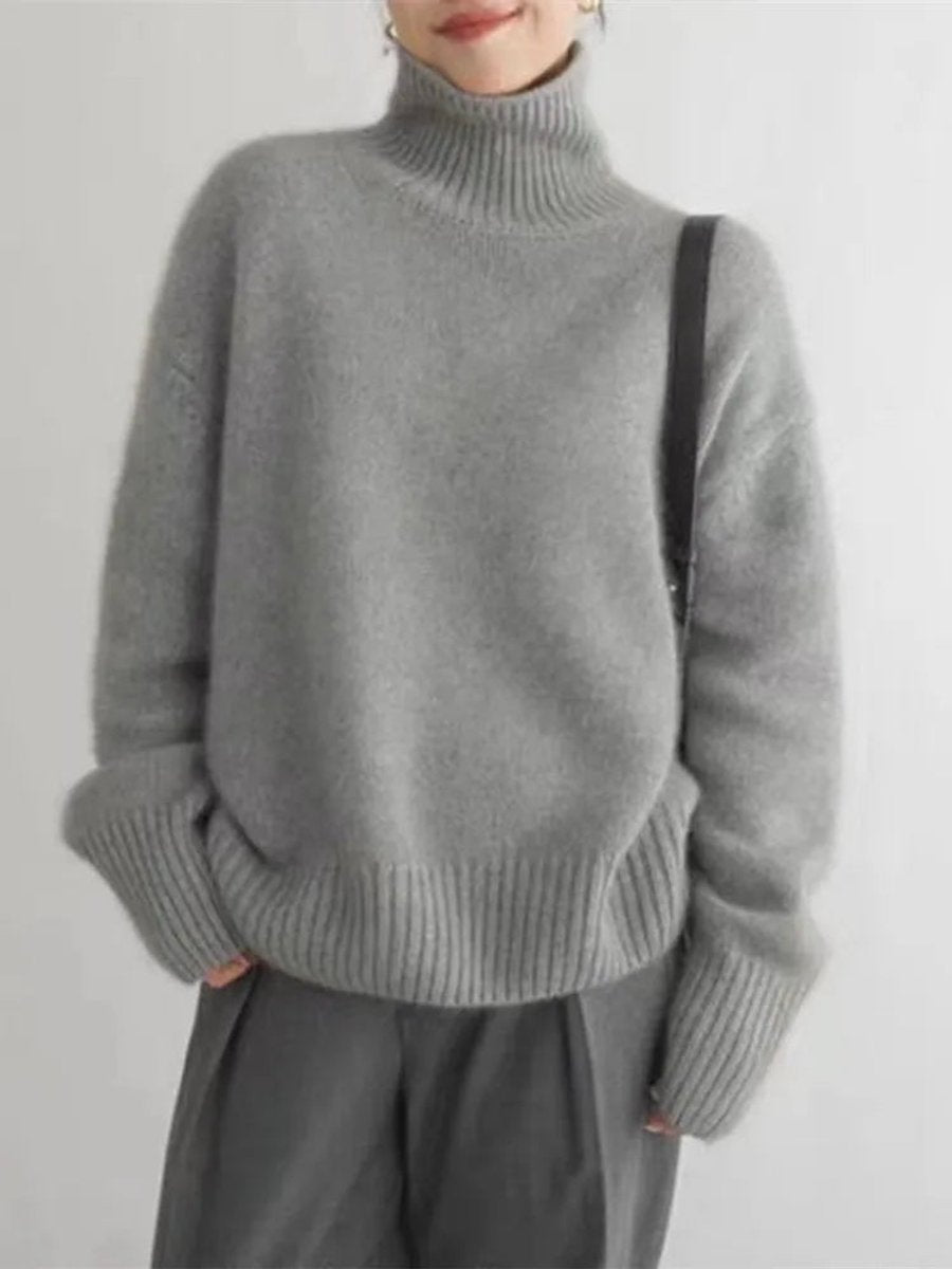 Lena | Damen Oversize Rollkragen Knit Sweater aus weichem Kaschmirstrick