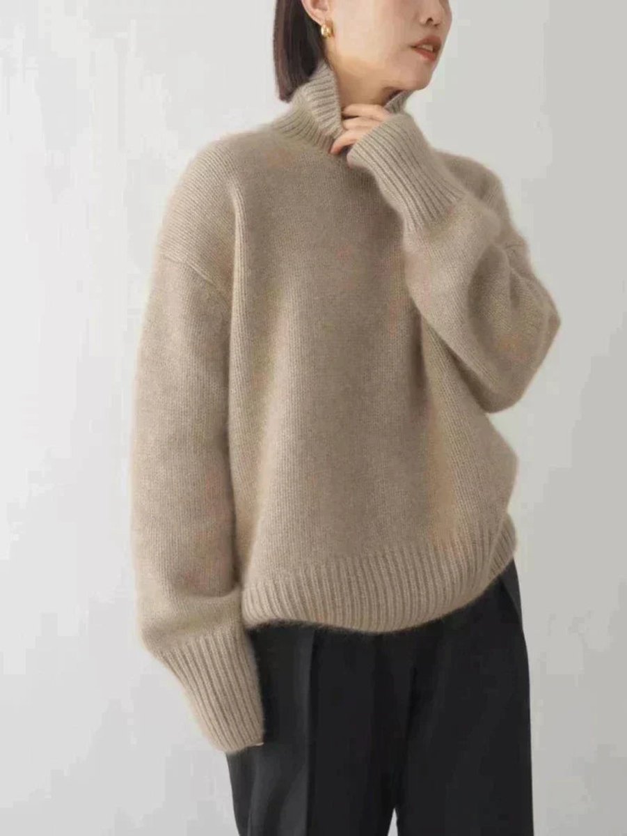 Lena | Damen Oversize Rollkragen Knit Sweater aus weichem Kaschmirstrick