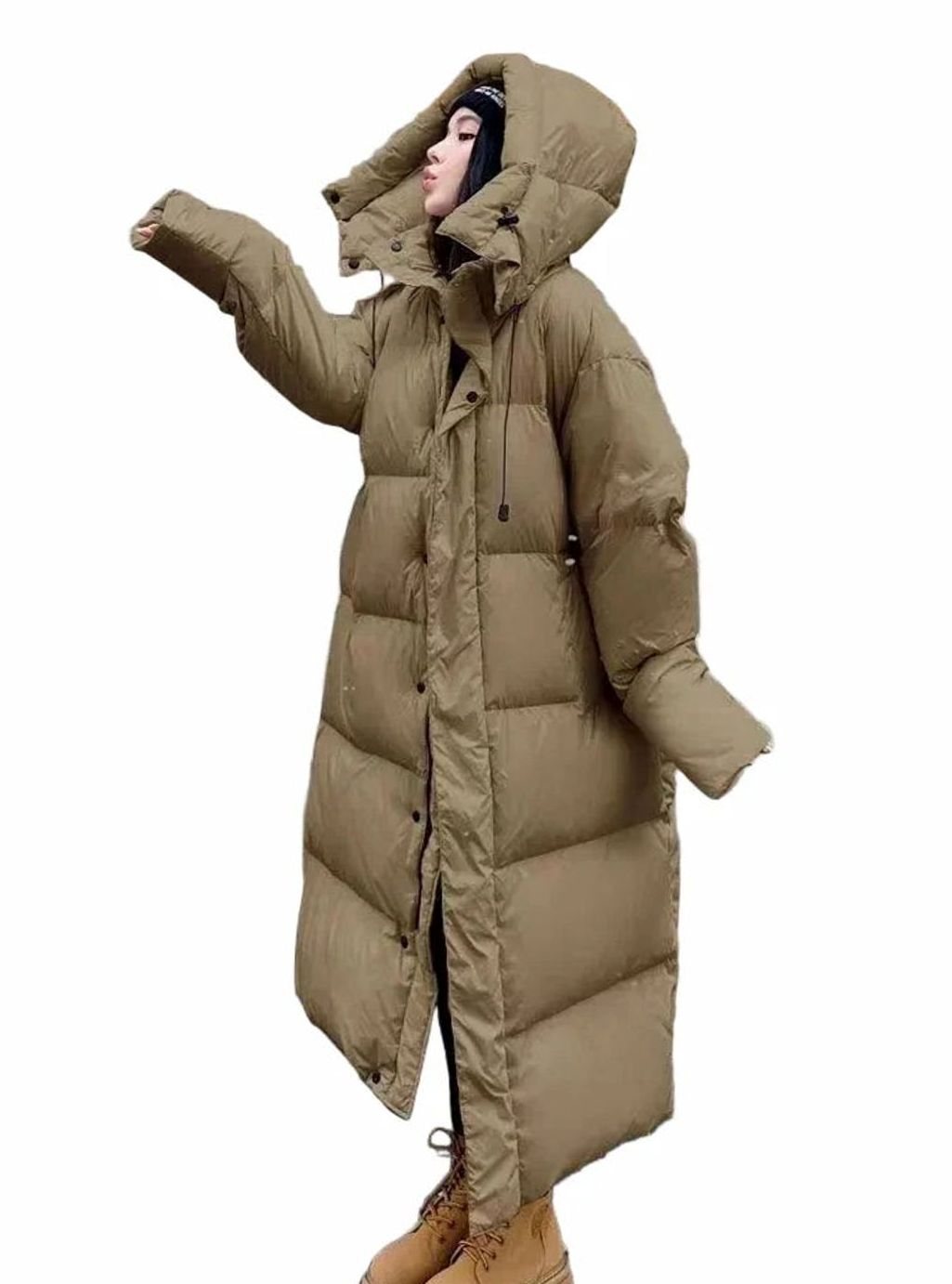 Elisabeth | Damen Oversized Langer Kapuzen Puffer Mantel Winterjacke