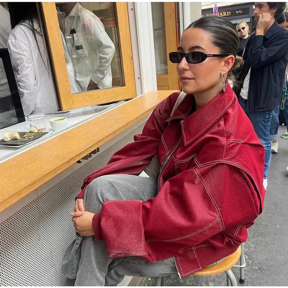 Sophie | Damen Oversized Steppjacke Bomberjacke mit Kontrastnähten