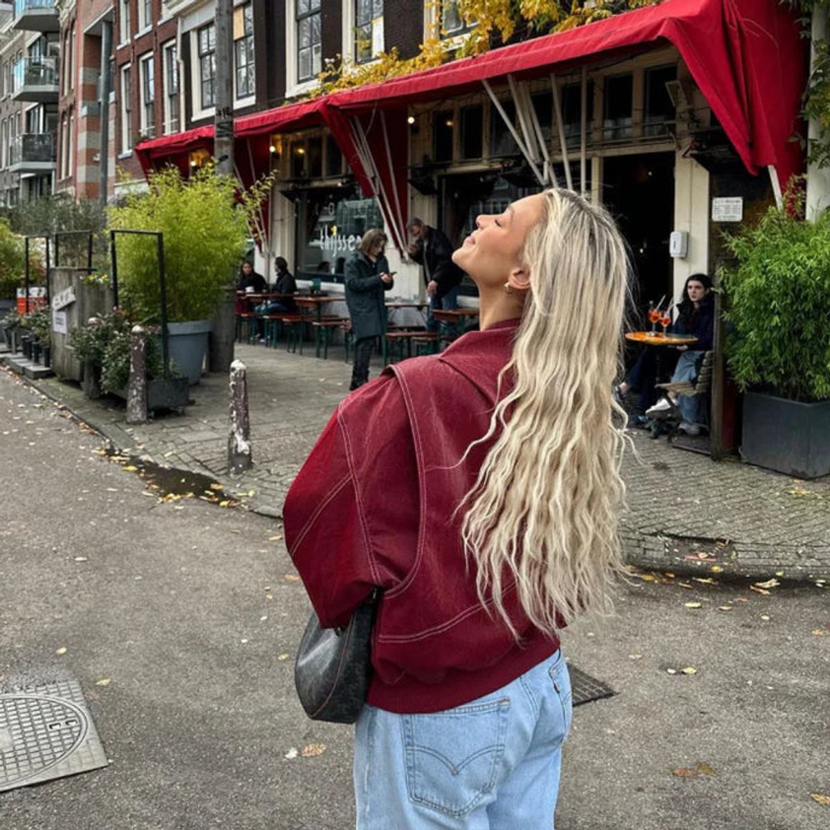 Sophie | Damen Oversized Steppjacke Bomberjacke mit Kontrastnähten