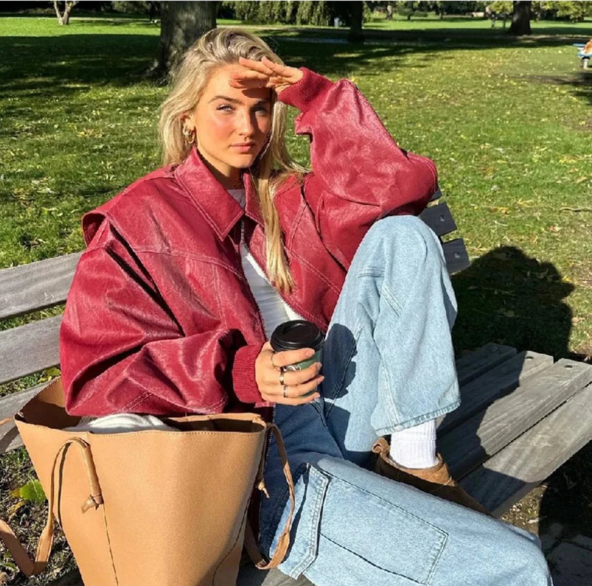 Sophie | Damen Oversized Steppjacke Bomberjacke mit Kontrastnähten