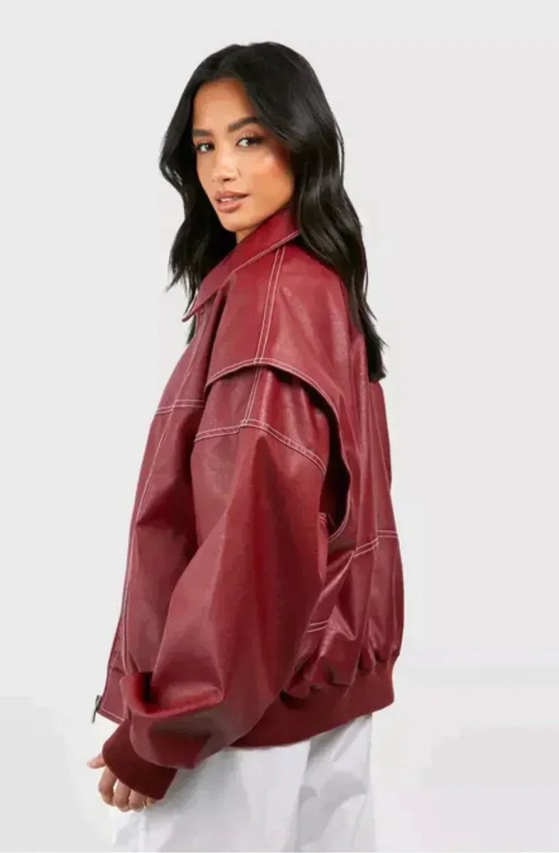 Sophie | Damen Oversized Steppjacke Bomberjacke mit Kontrastnähten
