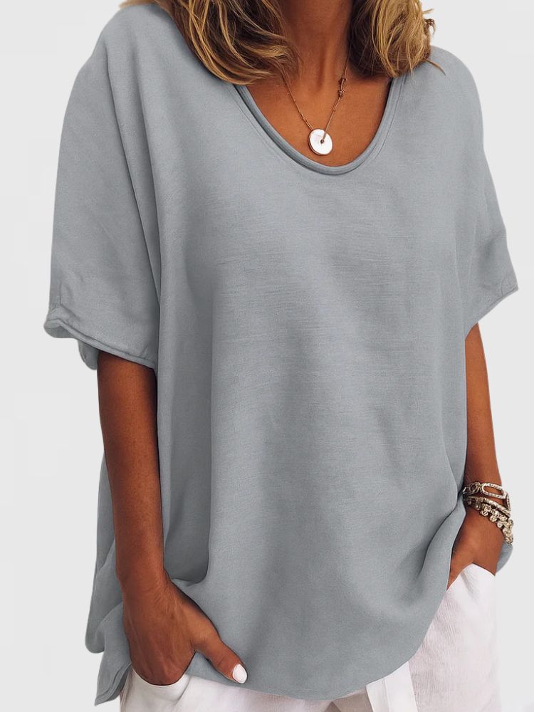 Damen-Oversized-T-Shirt mit V-Ausschnitt und kurzen Ärmeln