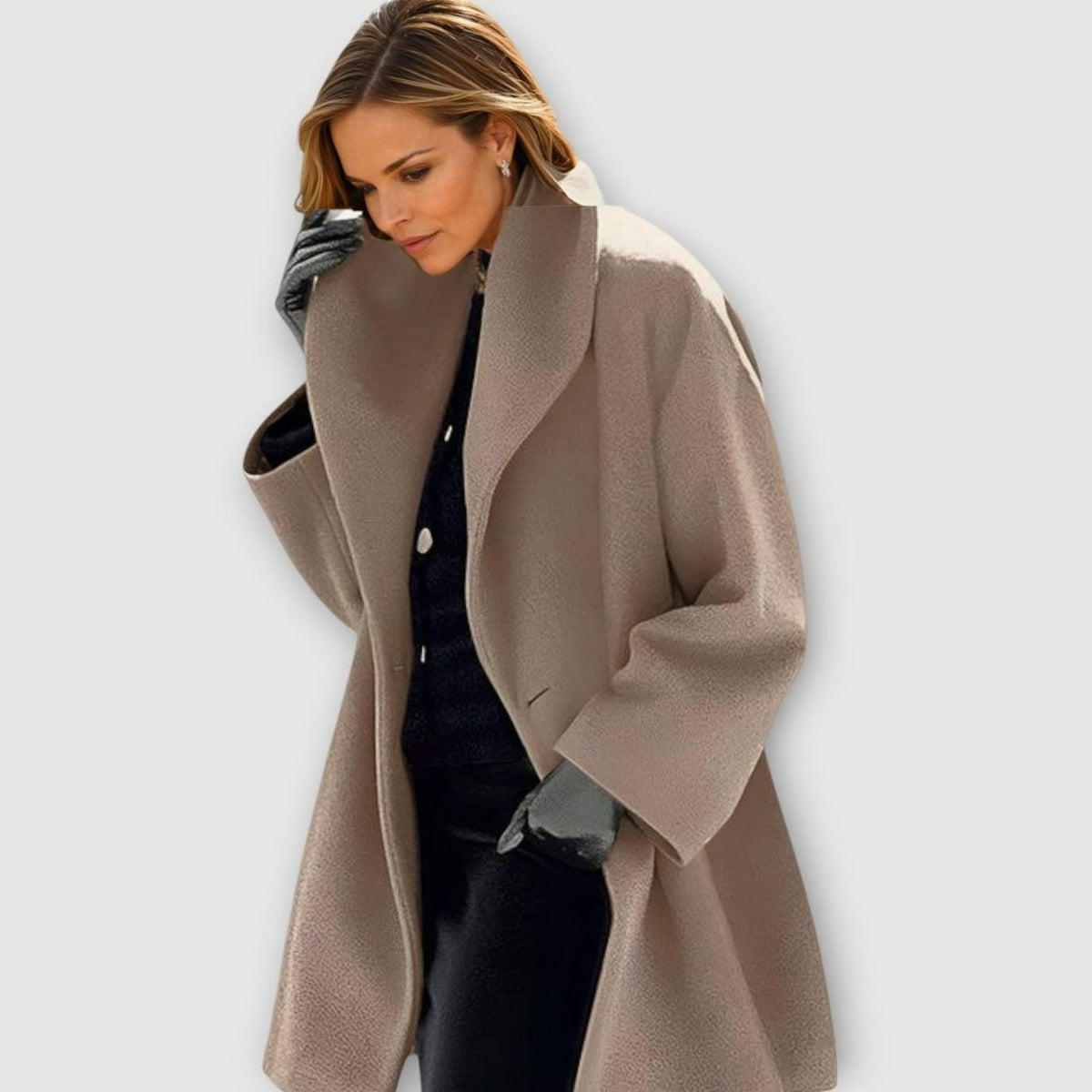 Katharina | Damen Oversized Wintermantel im modernen Stil mit weitem Schnitt