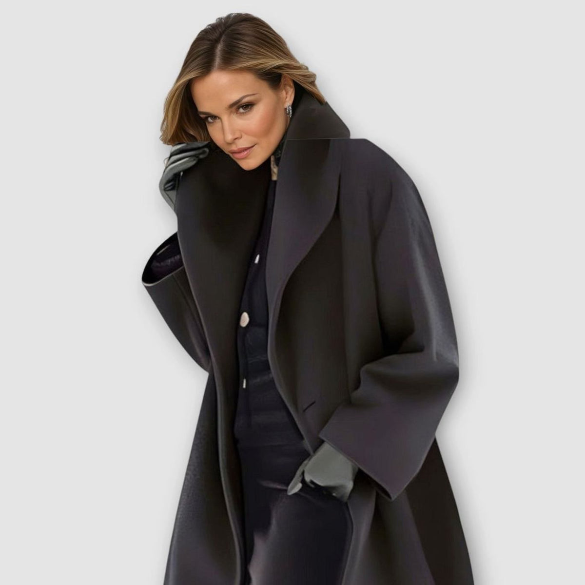 Katharina | Damen Oversized Wintermantel im modernen Stil mit weitem Schnitt