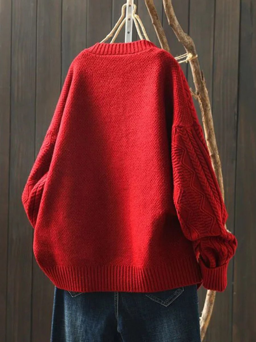 Leonie | Damen Oversized Zopfmuster Cardigan mit Knopfleiste