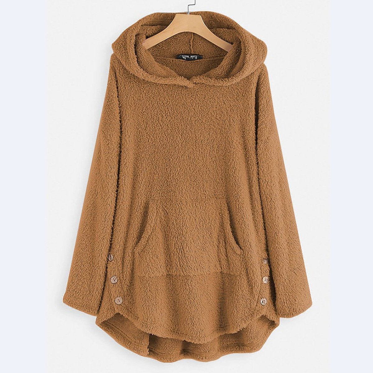 Elisabeth | Damen Plüsch Hoodie Pullover weicher Fleece-Reißverschluss-Sweatshirt mit Katzenmotiv
