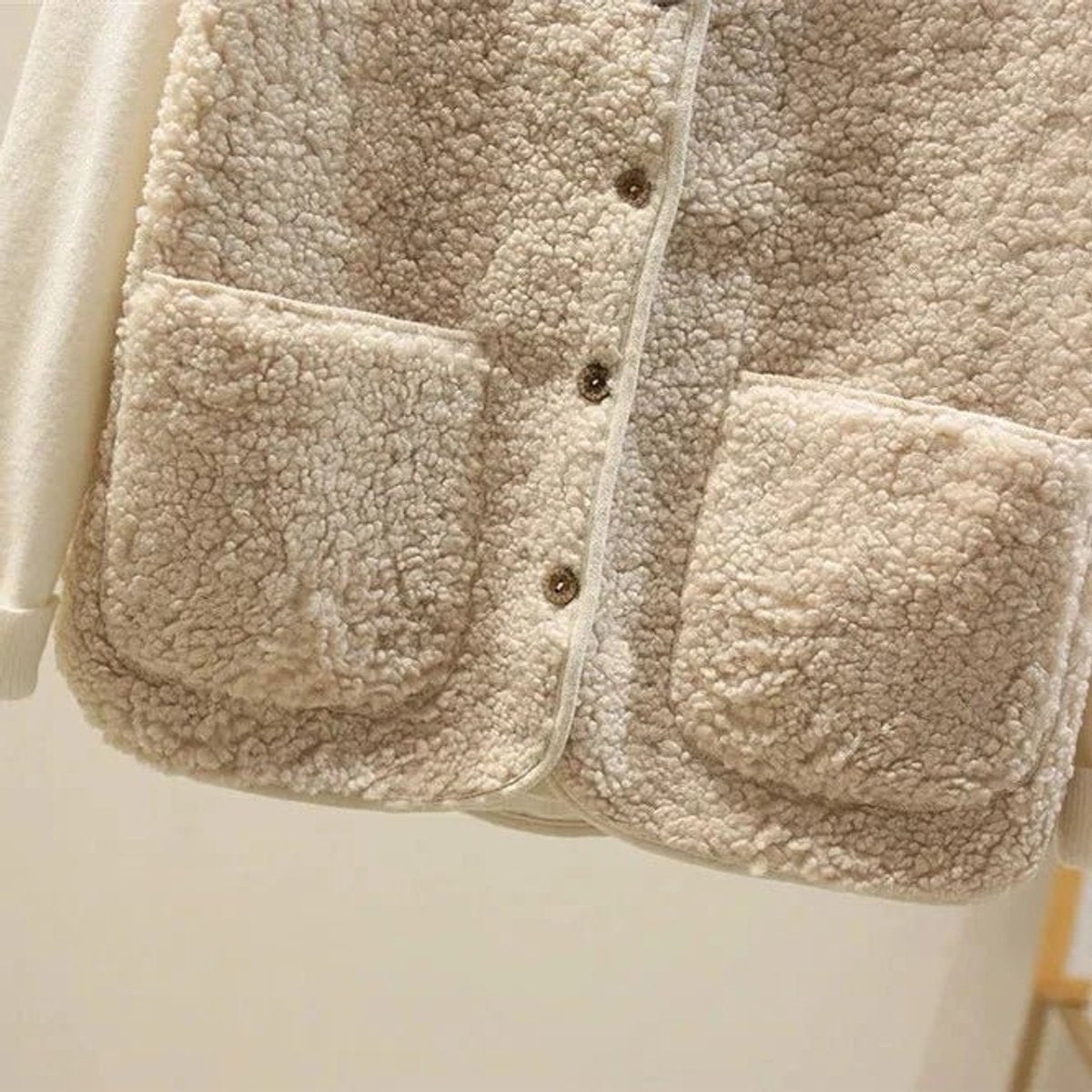 Leonie | Damen Puffer Vest Women Teddyfleece Steppweste mit Knöpfen