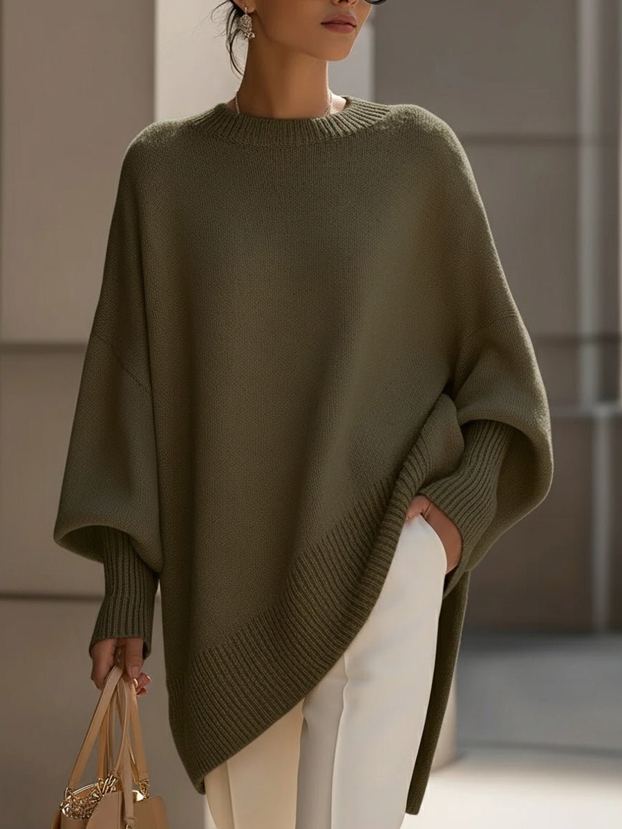Emilia | Damen Pullover Oversized Asymmetrisch Baumwolle Acryl
