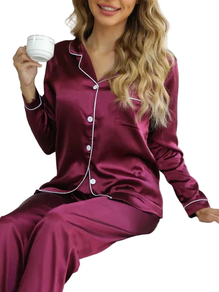 Damen Pyjama-Set mit Knopfleiste