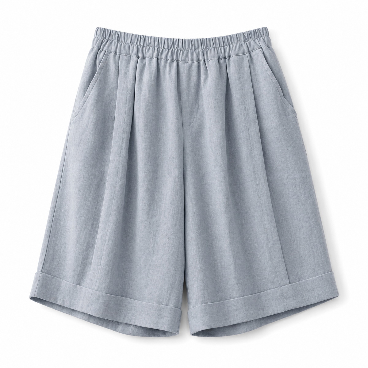 Damen Shorts mit elastischem Bund, umgeschlagenem Saum und Seitentaschen