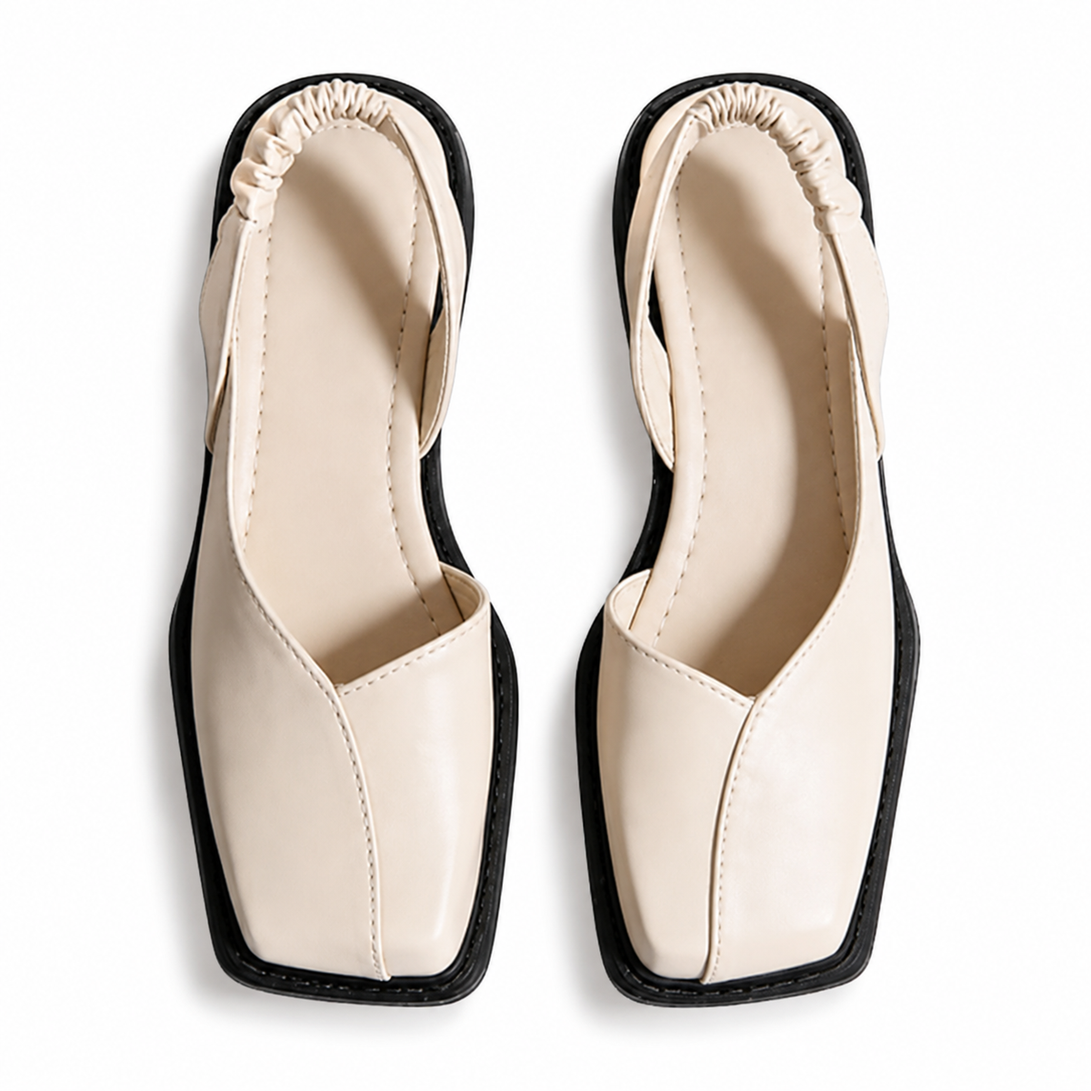 Damen Slingback Flache Schuhe mit Quadratischer Spitze