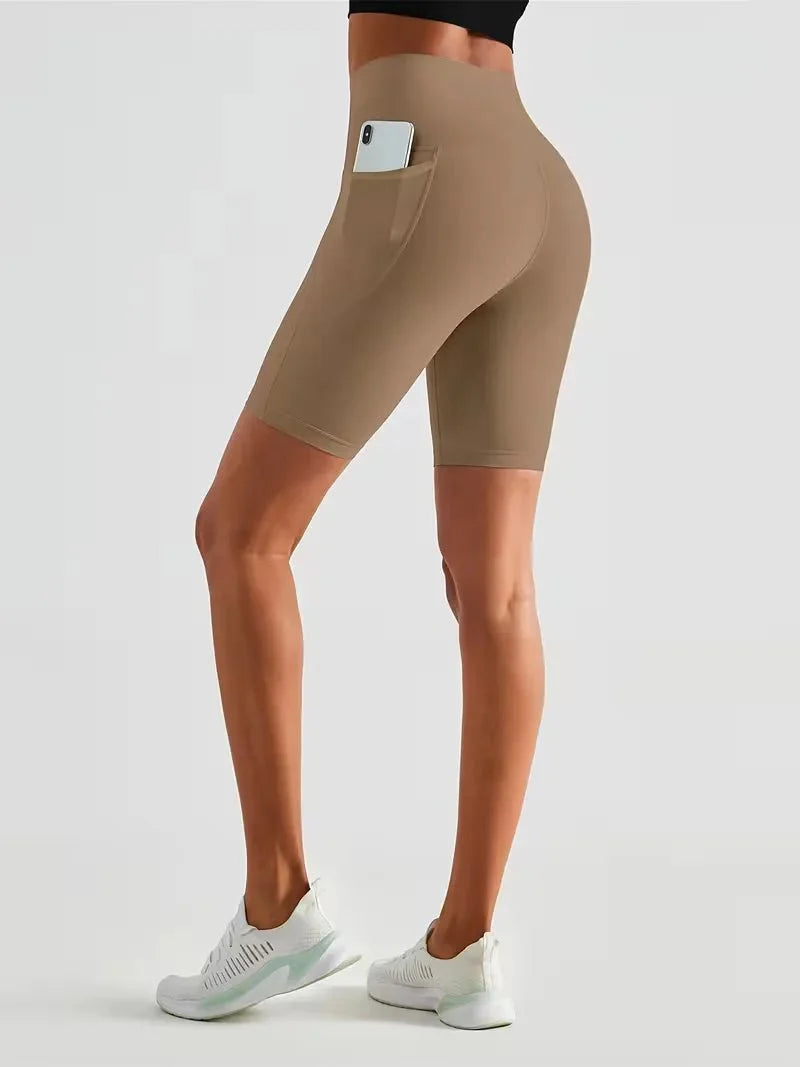 Damen Sport-Leggings Shorts mit Tasche