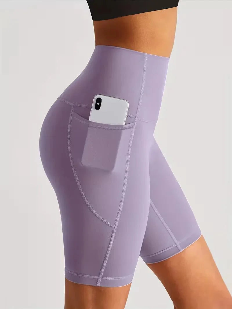 Damen Sport-Leggings Shorts mit Tasche