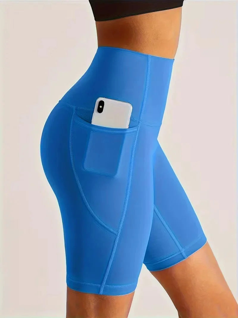 Damen Sport-Leggings Shorts mit Tasche