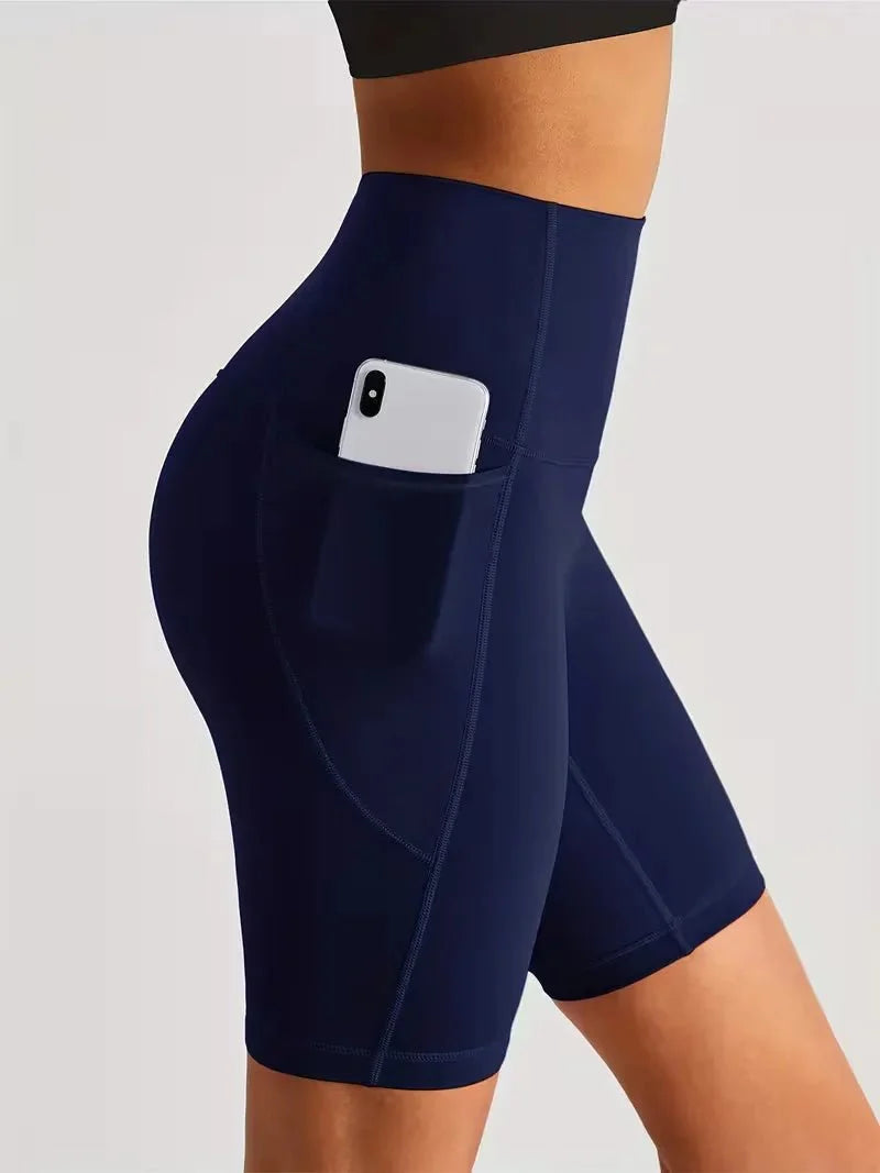 Damen Sport-Leggings Shorts mit Tasche