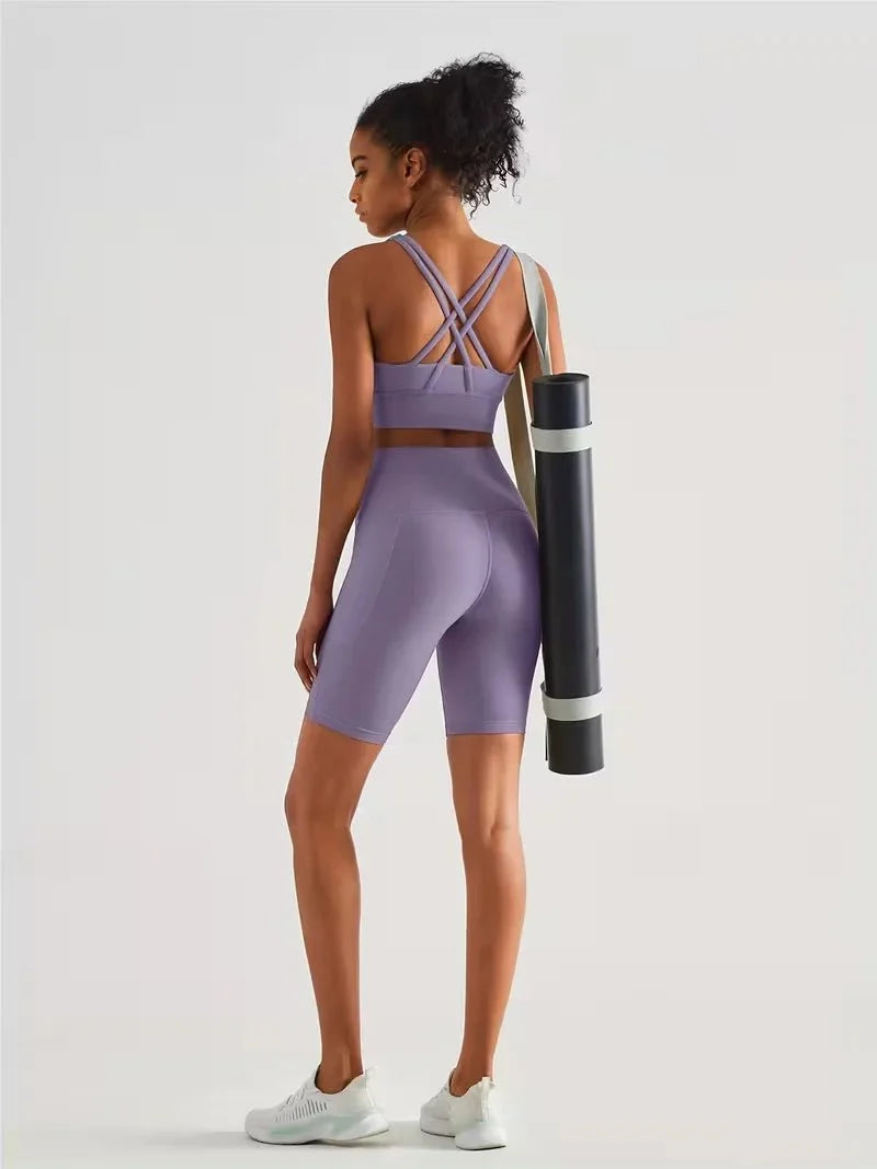 Damen Sport-Leggings Shorts mit Tasche