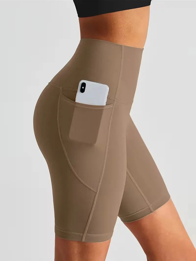 Damen Sport-Leggings Shorts mit Tasche