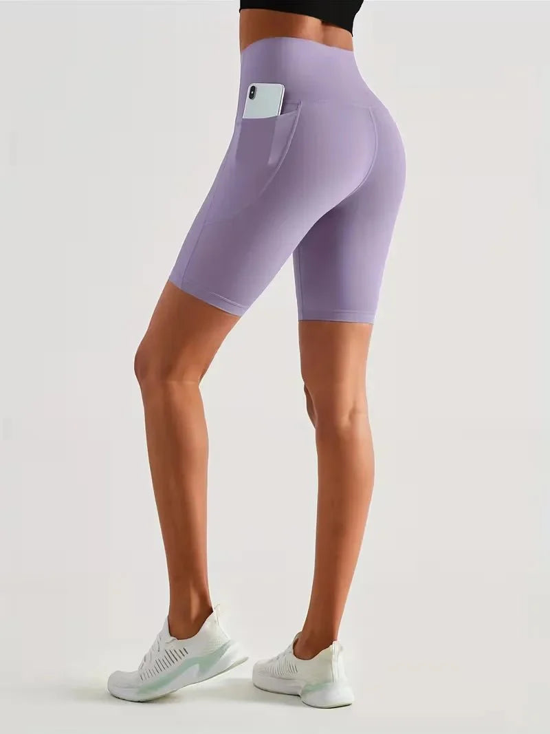 Damen Sport-Leggings Shorts mit Tasche