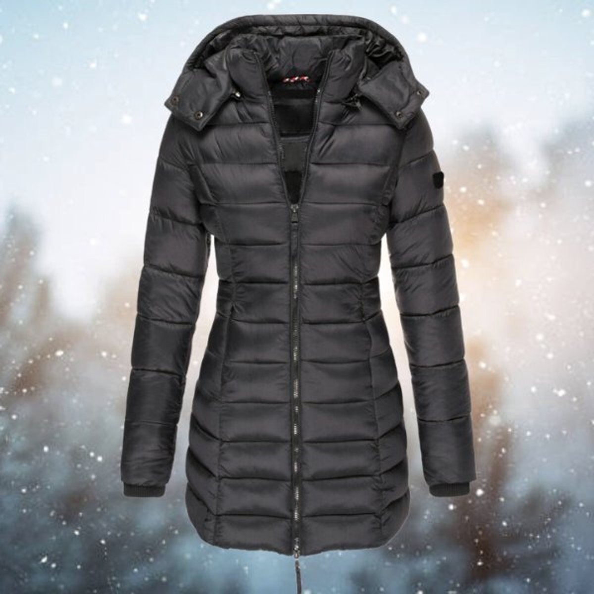 Luisa | Damen Steppjacke Kapuze Langer Schnitt Warme Winterjacke