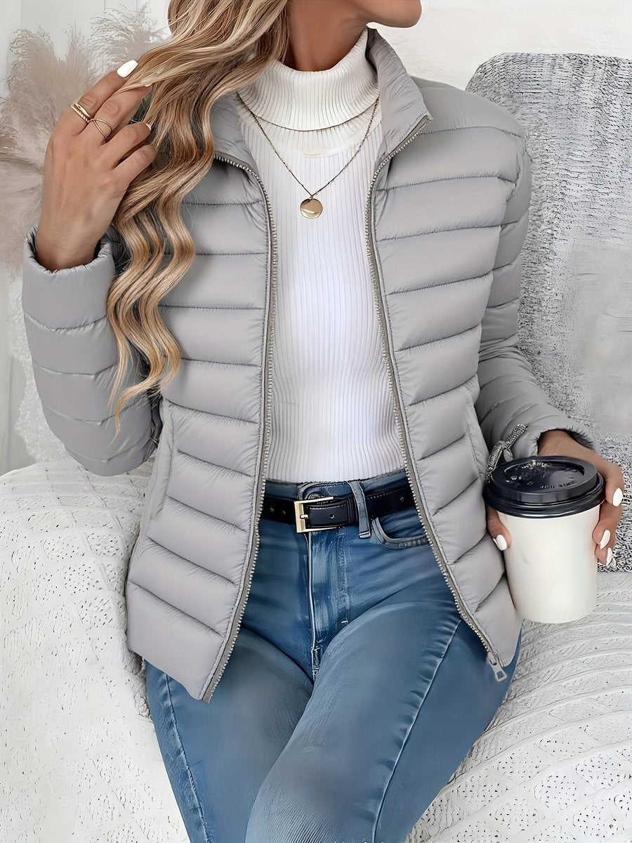 Elisabeth | Damen Steppjacke leichter Women Coat Stehkragen Reißverschluss Herbst Winter