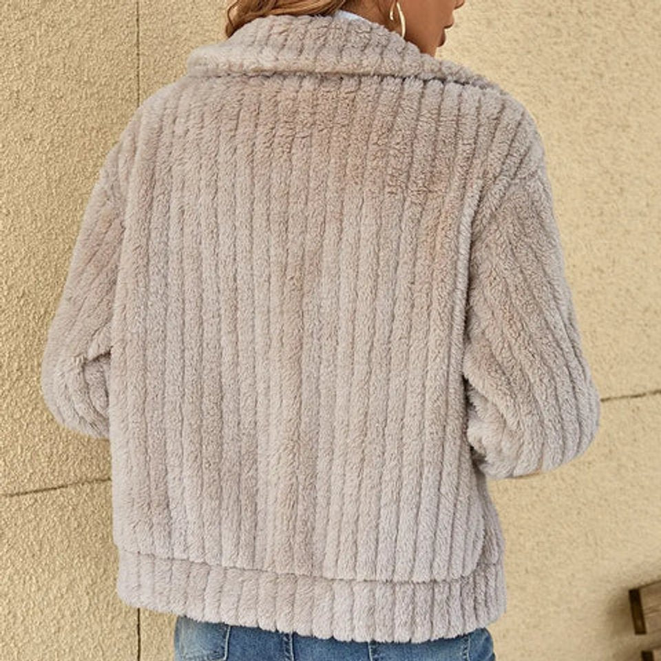 Greta | Damen Steppjacke Lässige Plüsch Reißverschluss Übergangsjacke