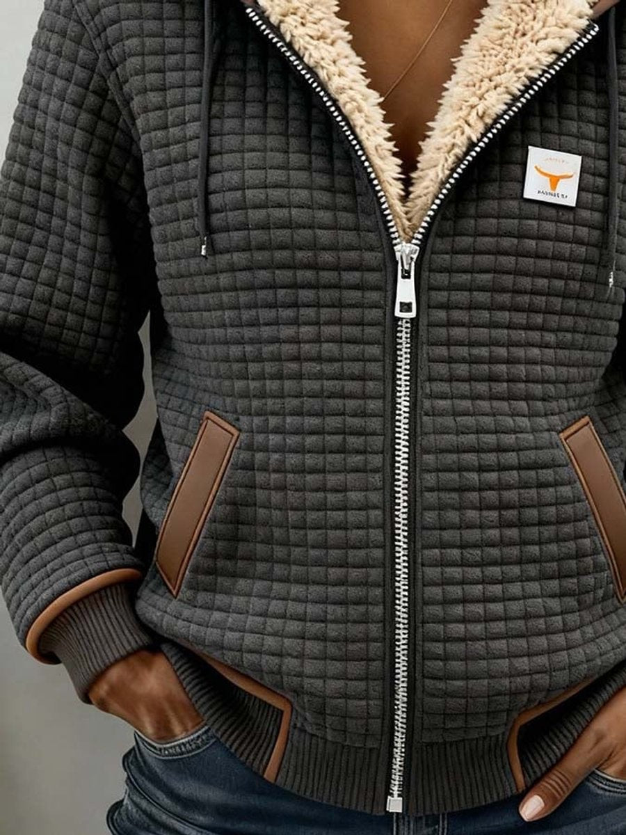 Amelie | Damen Steppjacke mit Fleece-Futter Reißverschluss Kapuze Thermojacke