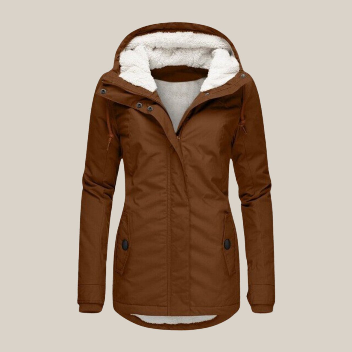 Elfriede | Damen Steppjacke mit Fleecefutter verstellbarer Kapuze Winterjacke