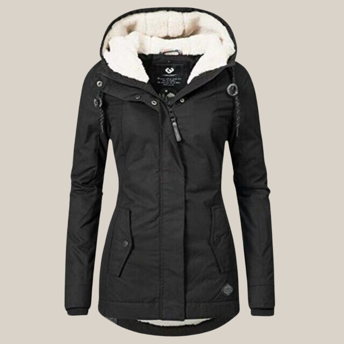Elfriede | Damen Steppjacke mit Fleecefutter verstellbarer Kapuze Winterjacke