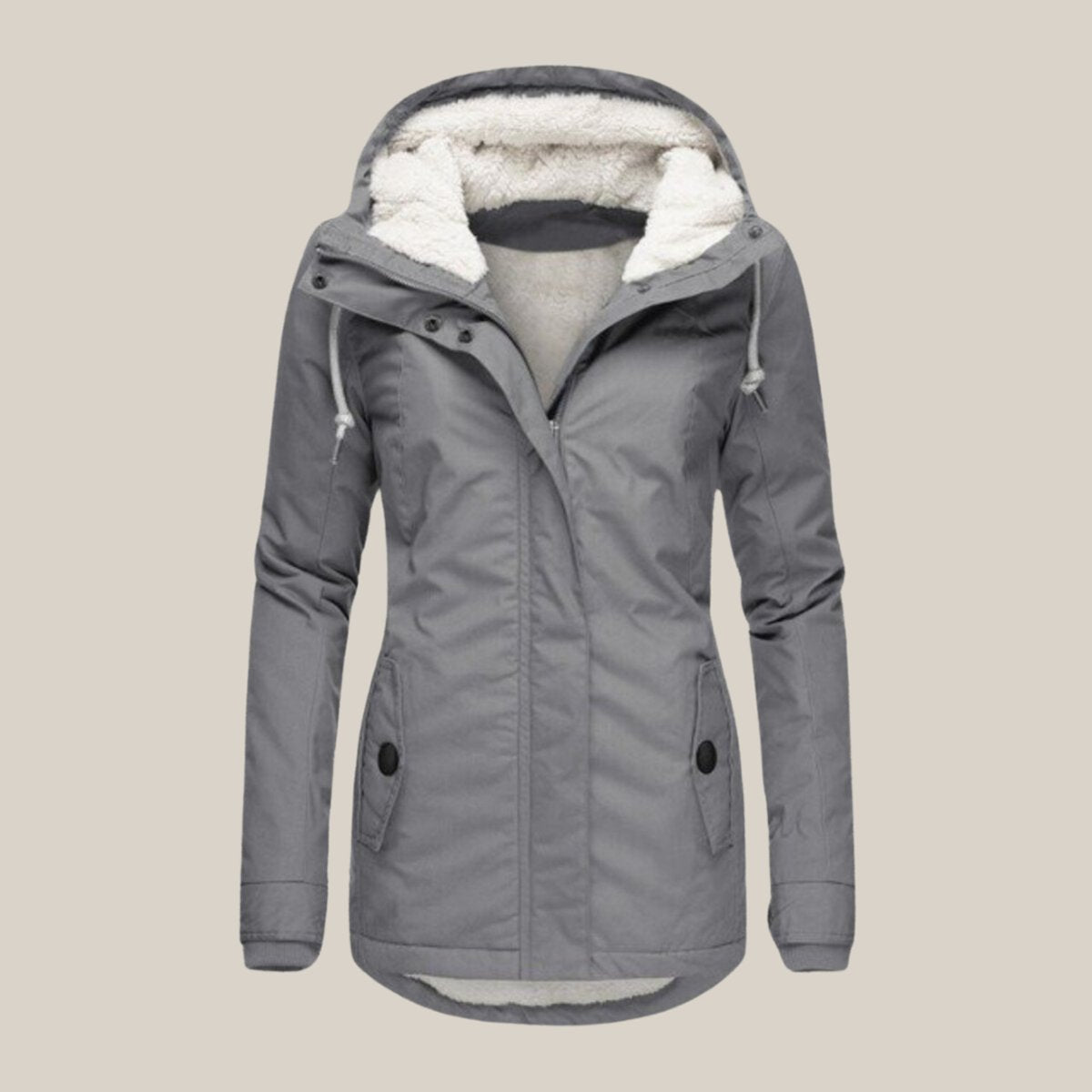Elfriede | Damen Steppjacke mit Fleecefutter verstellbarer Kapuze Winterjacke