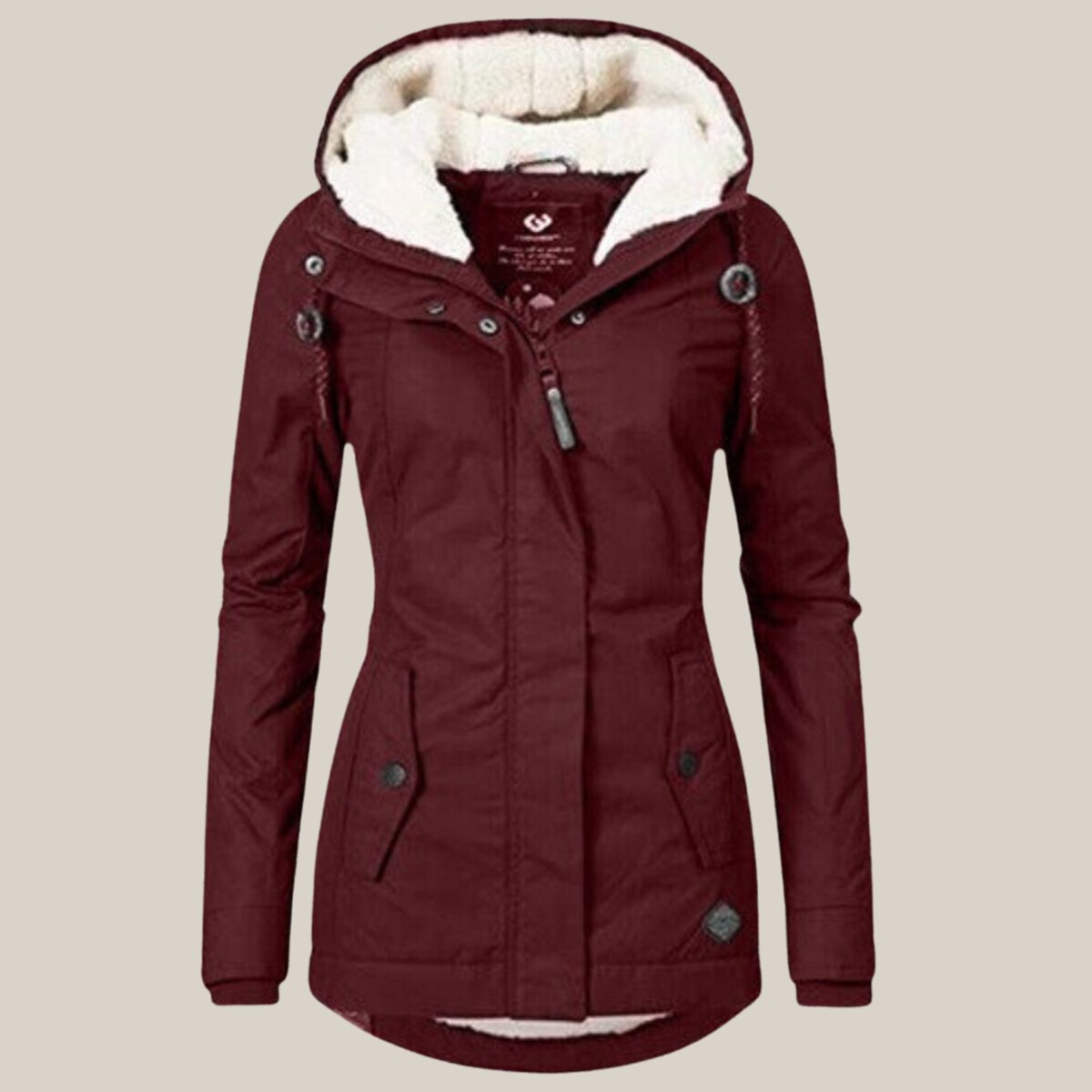 Elfriede | Damen Steppjacke mit Fleecefutter verstellbarer Kapuze Winterjacke